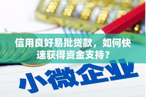 保康信用良好易批贷款，如何快速获得资金支持？