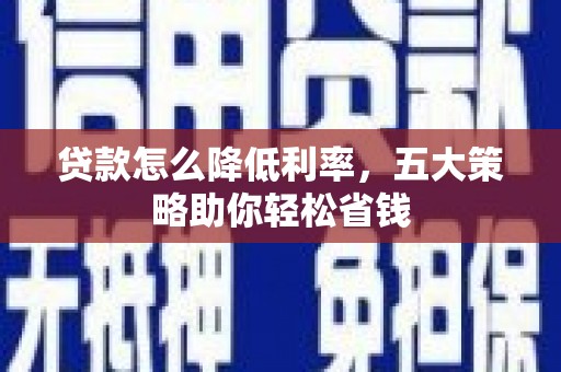 保康贷款怎么降低利率，五大策略助你轻松省钱