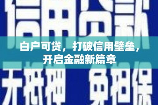 保康白户可贷，打破信用壁垒，开启金融新篇章