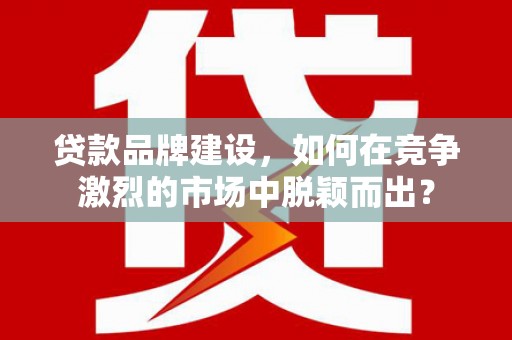 保康贷款品牌建设，如何在竞争激烈的市场中脱颖而出？