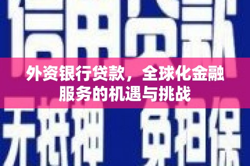 保康外资银行贷款，全球化金融服务的机遇与挑战